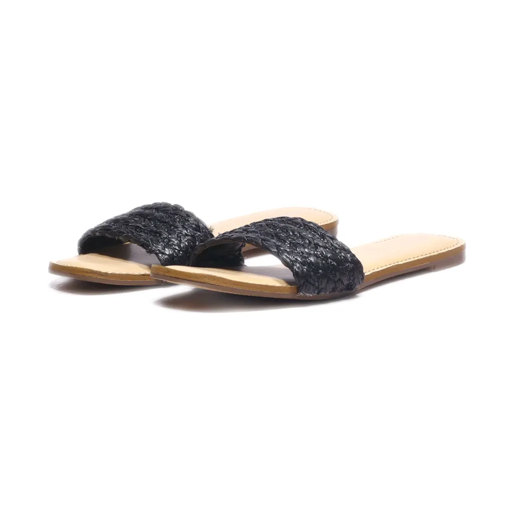 Forever 21 Sliders Fabric Black Colour For Women