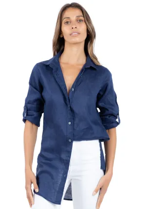 Gaia Navy Blue Relaxed Linen Tunic