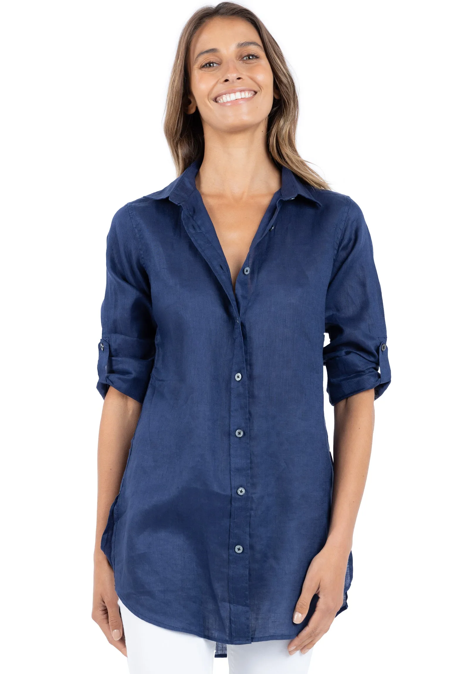 Gaia Navy Blue Relaxed Linen Tunic