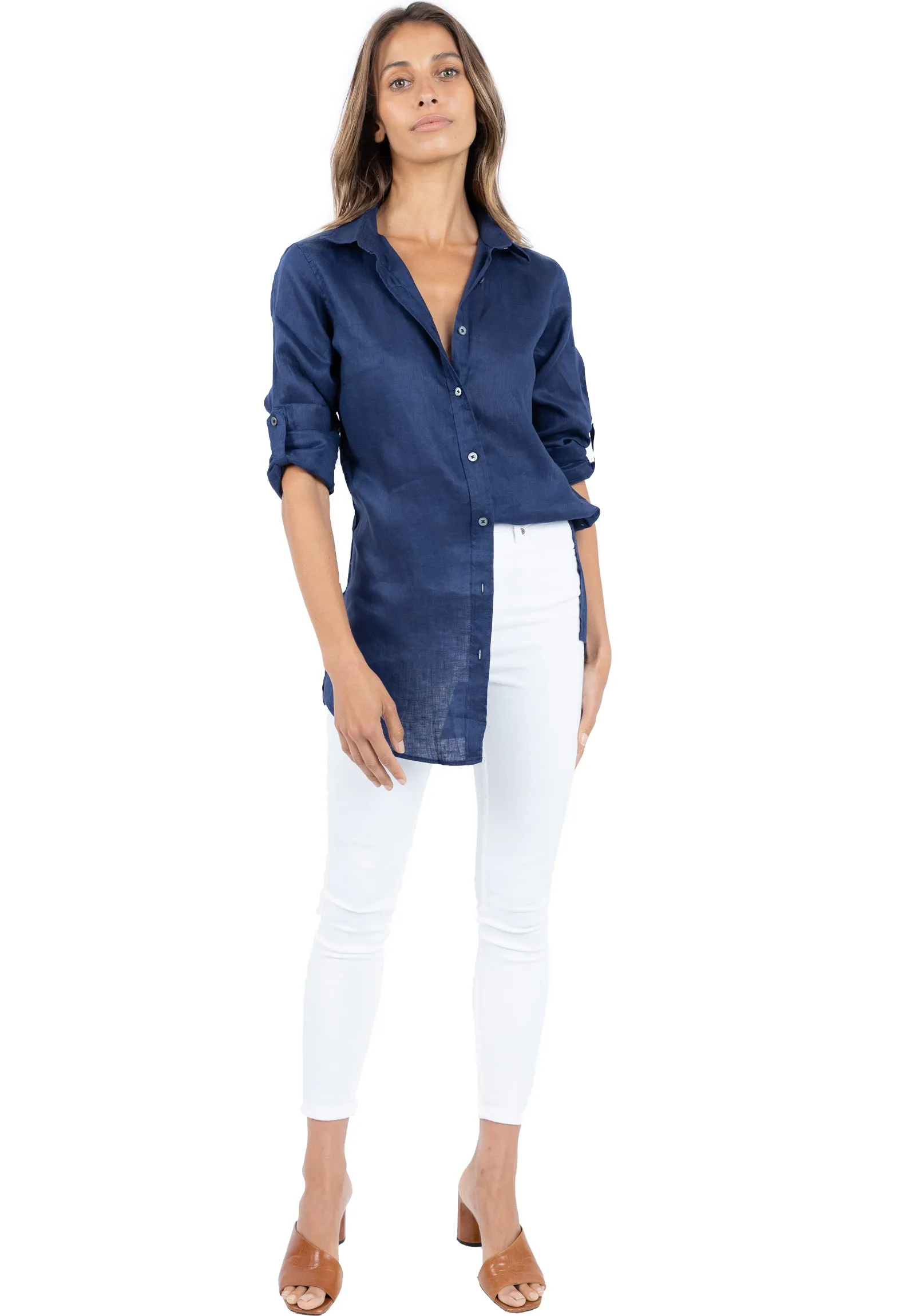 Gaia Navy Blue Relaxed Linen Tunic