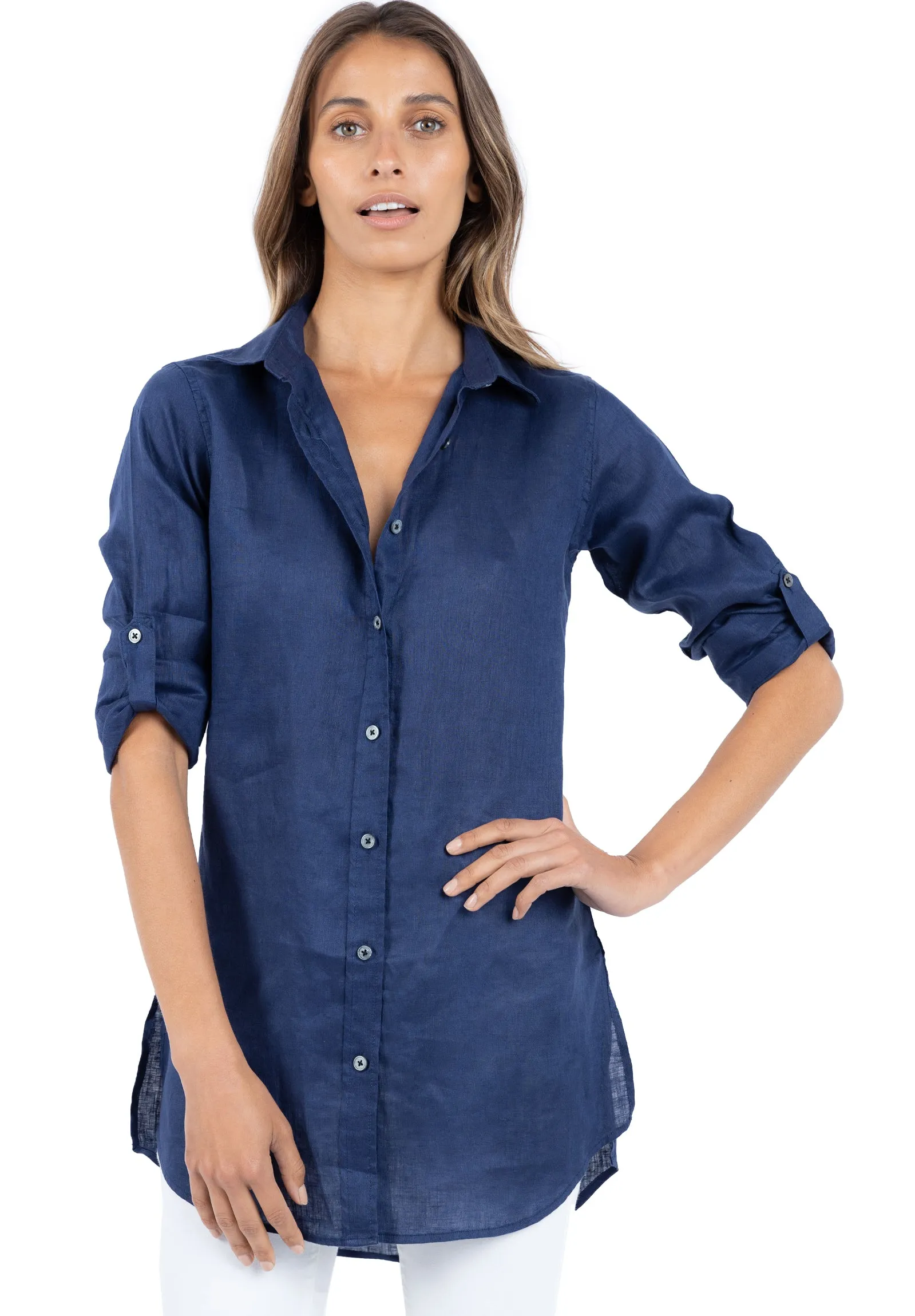 Gaia Navy Blue Relaxed Linen Tunic