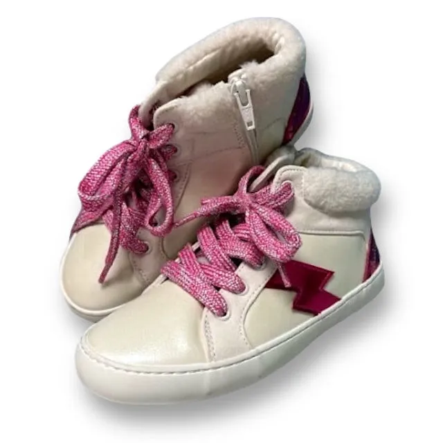 Gap Youth Girl Size 2 Pearl Shimmer Side-Zip High Top Sneakers