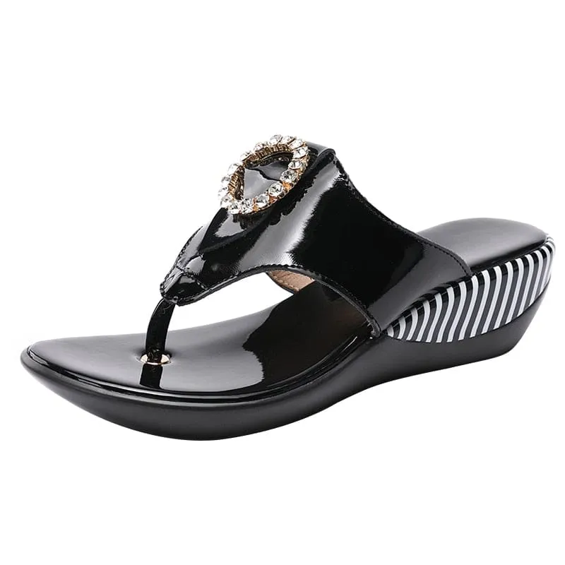 Genuine Leather Wedge Platform Summer Beach Women Sandals