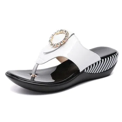 Genuine Leather Wedge Platform Summer Beach Women Sandals