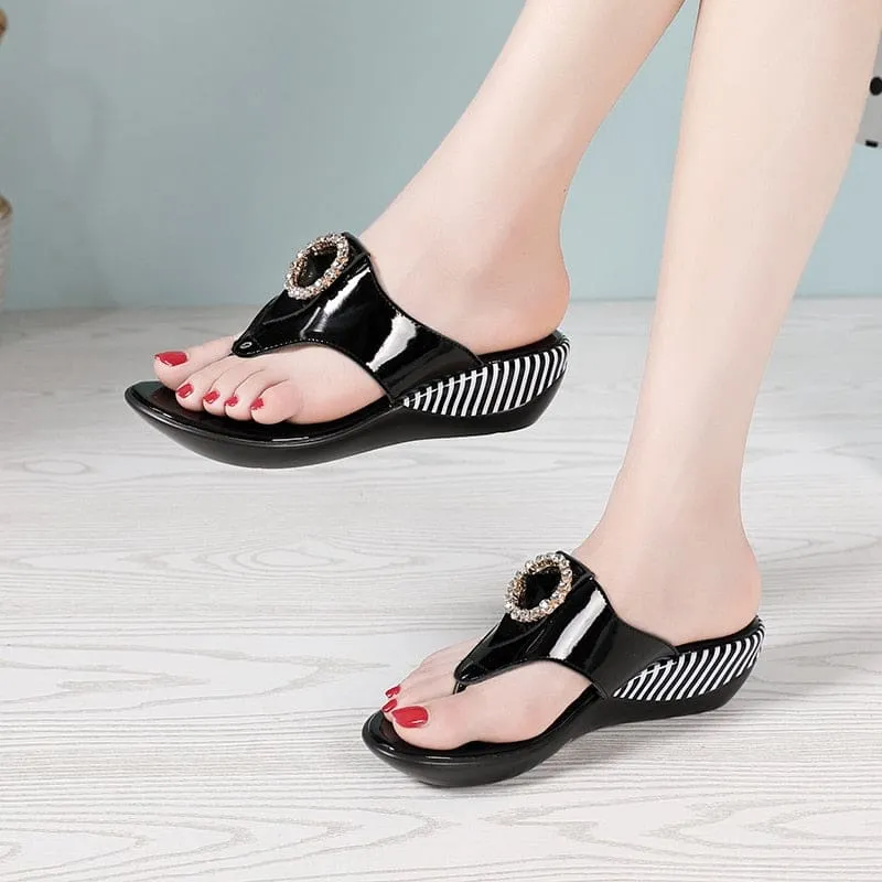 Genuine Leather Wedge Platform Summer Beach Women Sandals