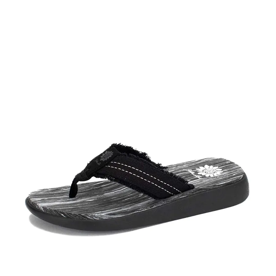 Gerri Frayed Flip Flops | Yellow Box Footwear | Black