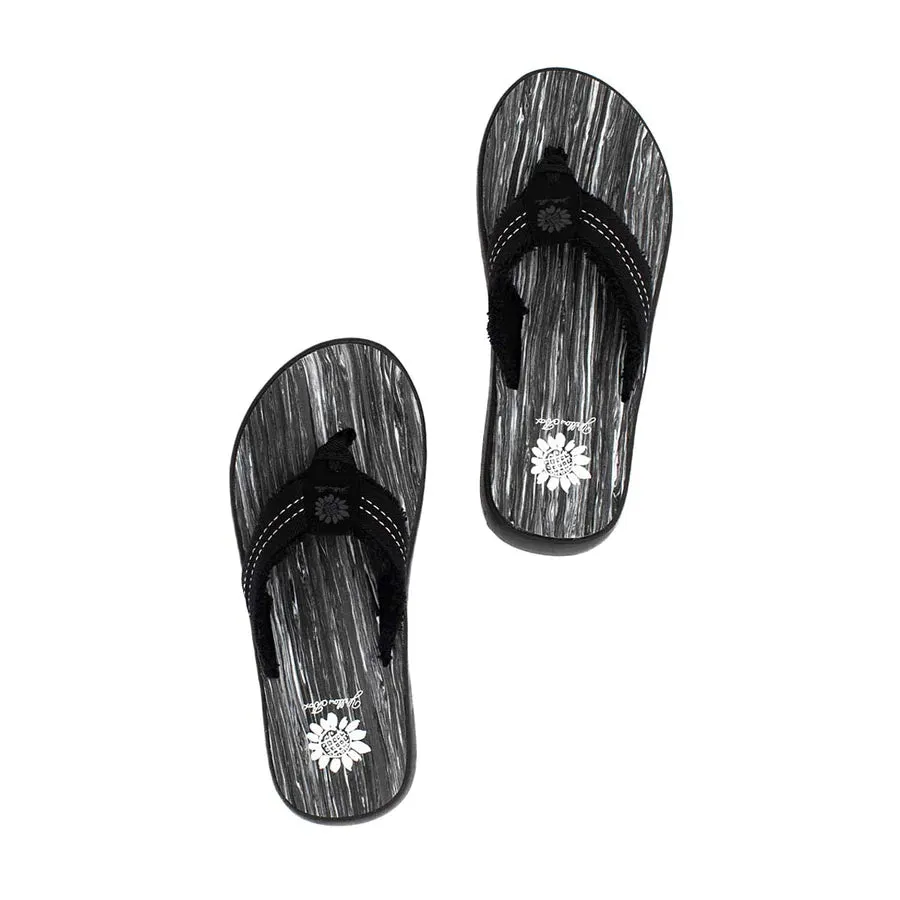 Gerri Frayed Flip Flops | Yellow Box Footwear | Black