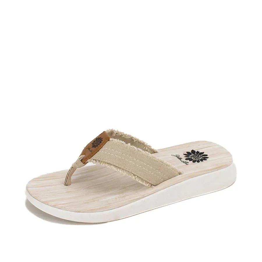 Gerri Frayed Flip Flops | Yellow Box Footwear | Black