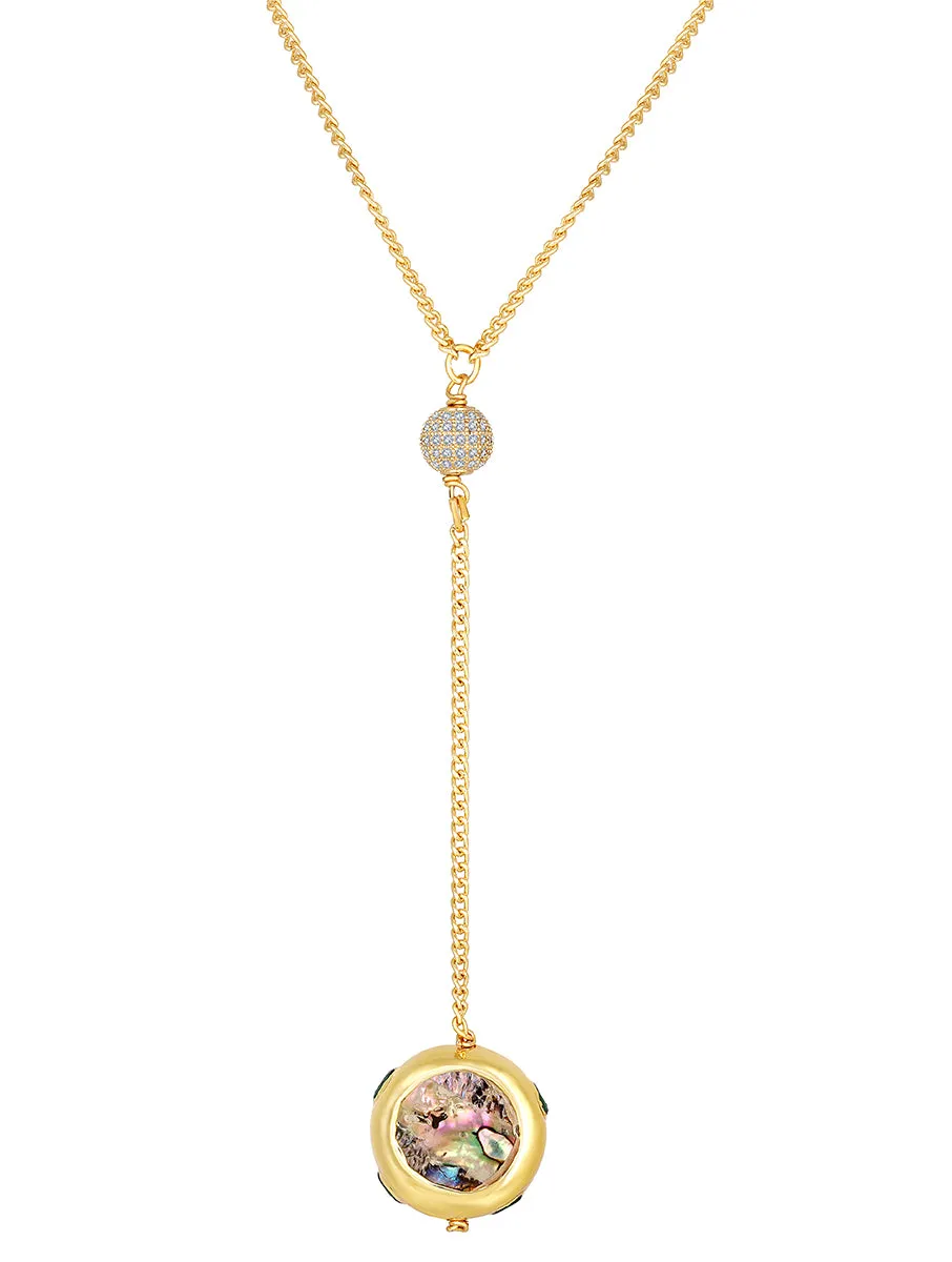 Gold Plated Handcrafted Necklace with Mother of Pearl