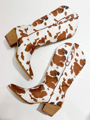 Hanan Cow Print Short Boots