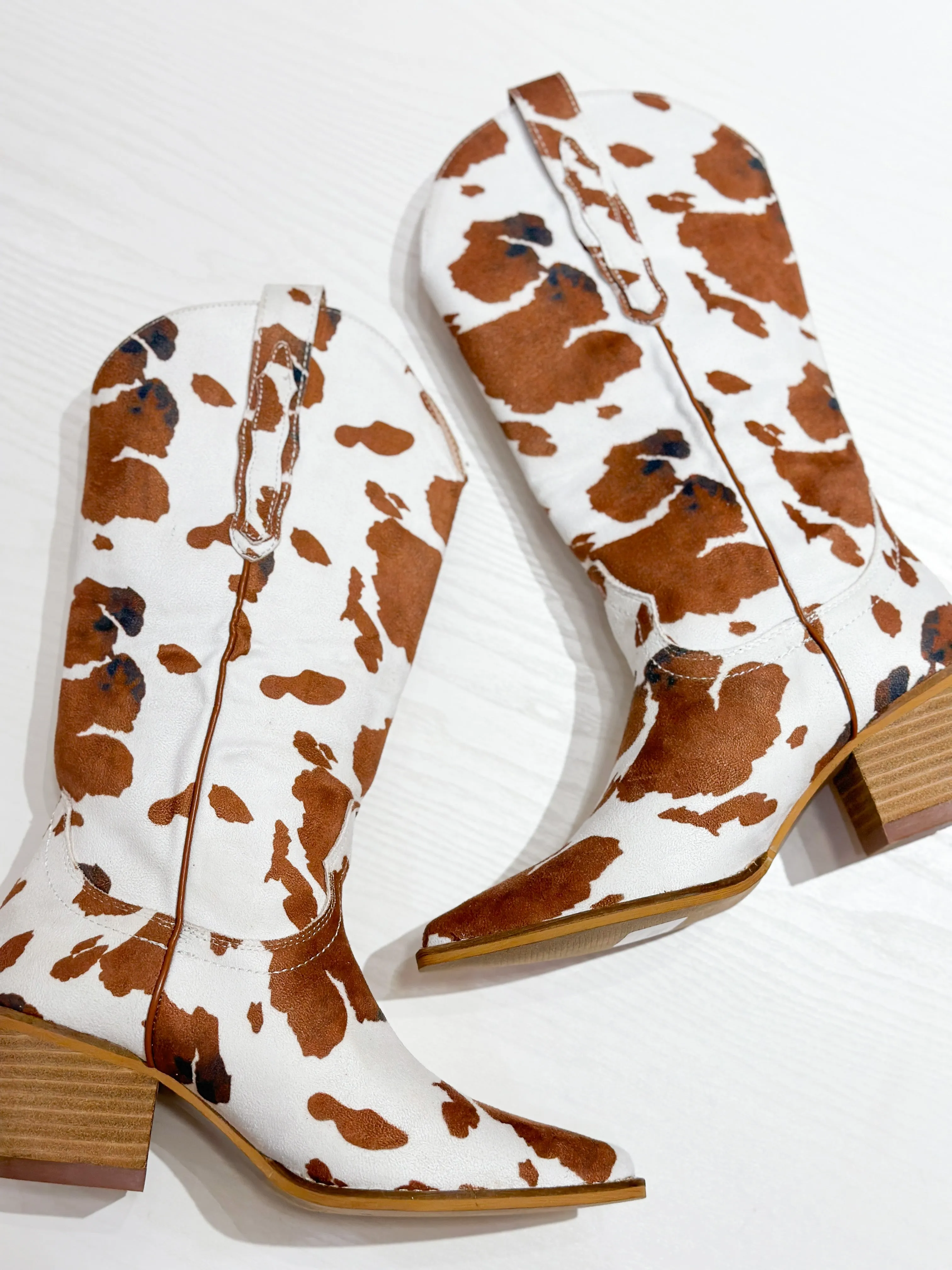 Hanan Cow Print Short Boots