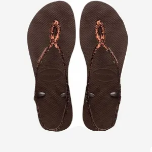 HAVAIANAS LUNA GLITTER BROWN SANDALS