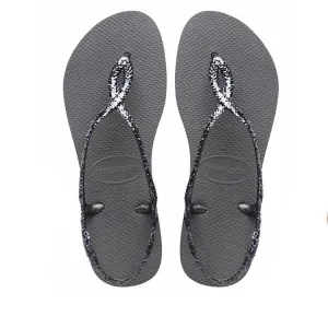 HAVAIANAS LUNA GLITTER GREY SANDALS