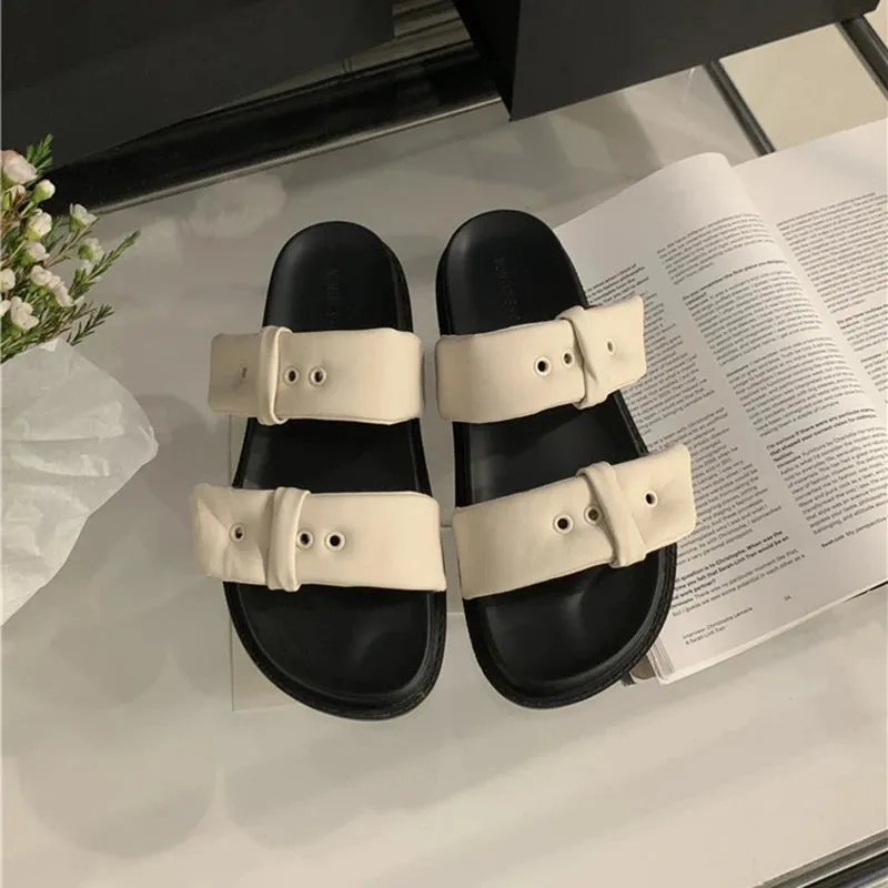 Hnzxzm 2024 Summer Platform Women Slippes Fashion Elegant Slip On Increase Slides Shoes Ladies Comfort Open Toe Beach Sandalias