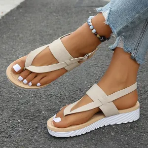 Hnzxzm Style Flat Sandals for Women Summer 2024 Lightweight Non Slip Beach Shoes Woman Buckle Strap Clip Toe Gladiator Sandalias