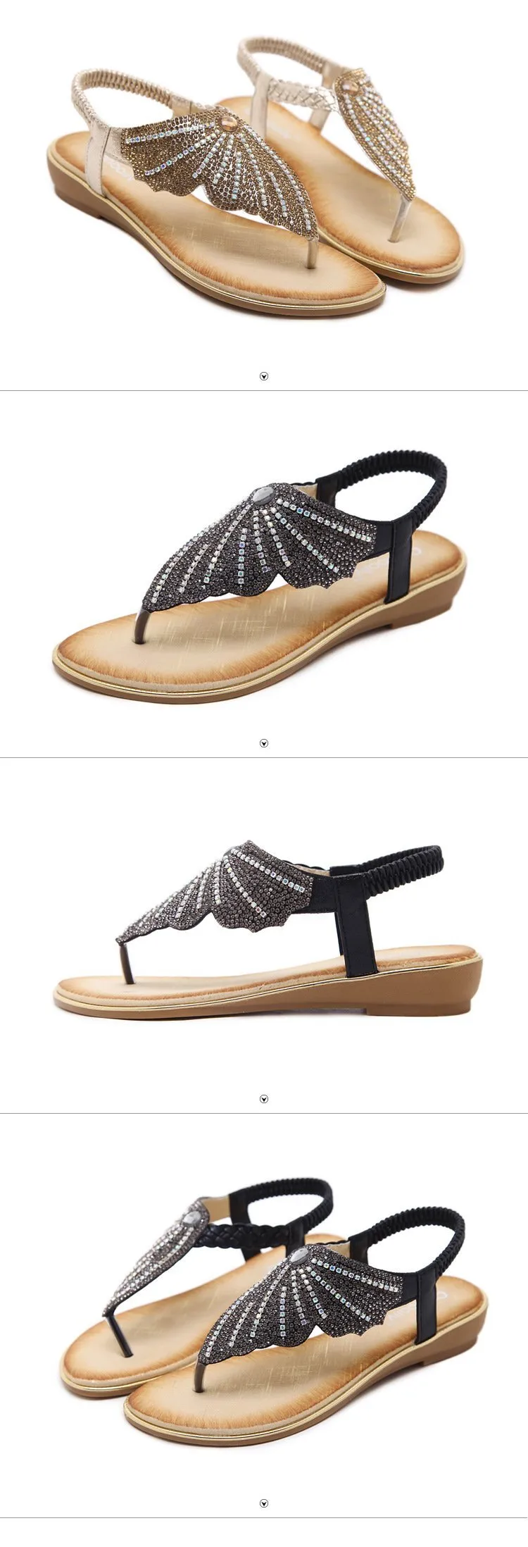 Holiday Beach Beach New Fashion Water Diamond Large Size Flat Shoes