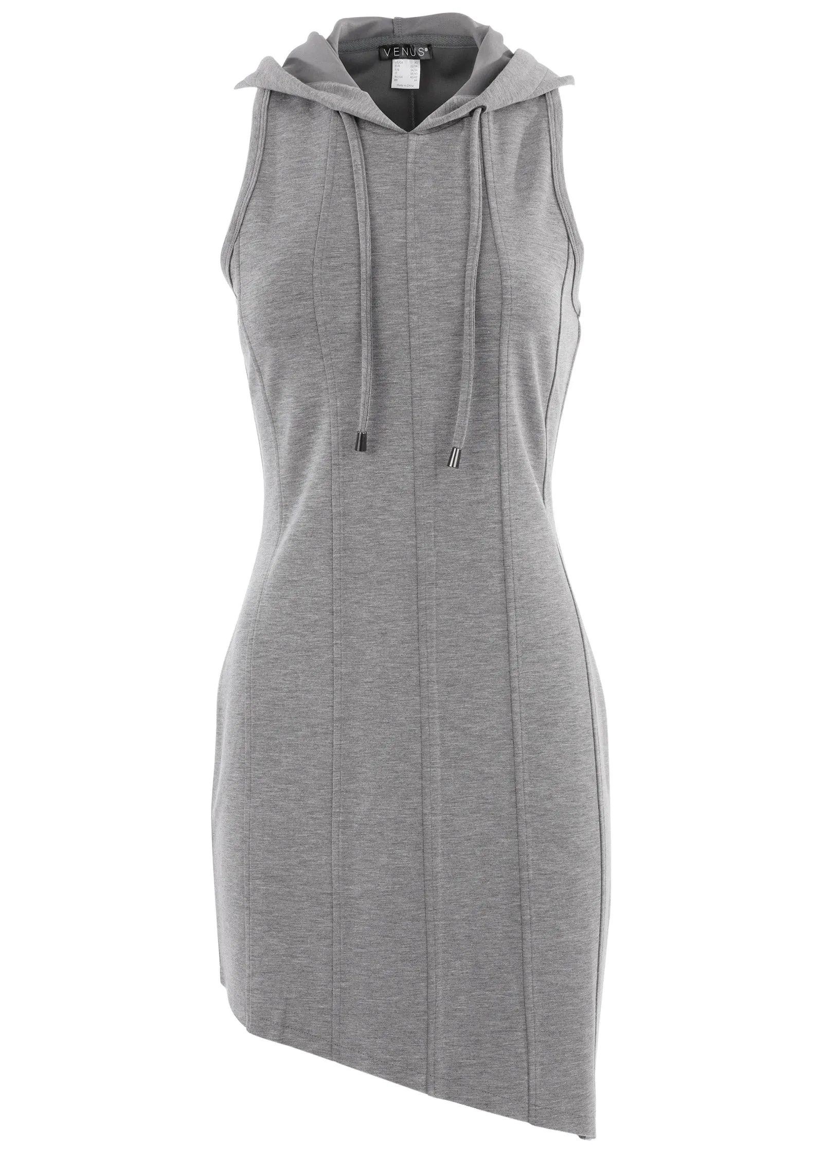 Hooded Seam Detail Dress - Medium Heather Grey