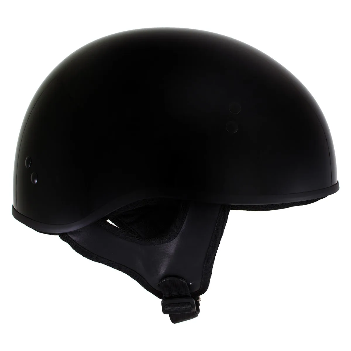 Hot Leathers HLD1002 'Gloss Black' Motorcycle DOT Approved Skull Cap Half Half Helmet for Men and Women Biker