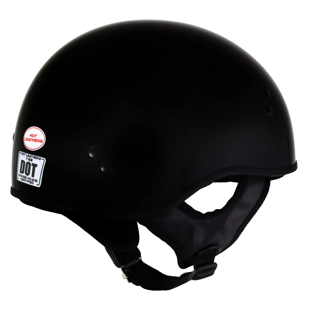 Hot Leathers HLD1002 'Gloss Black' Motorcycle DOT Skull Cap Helmet