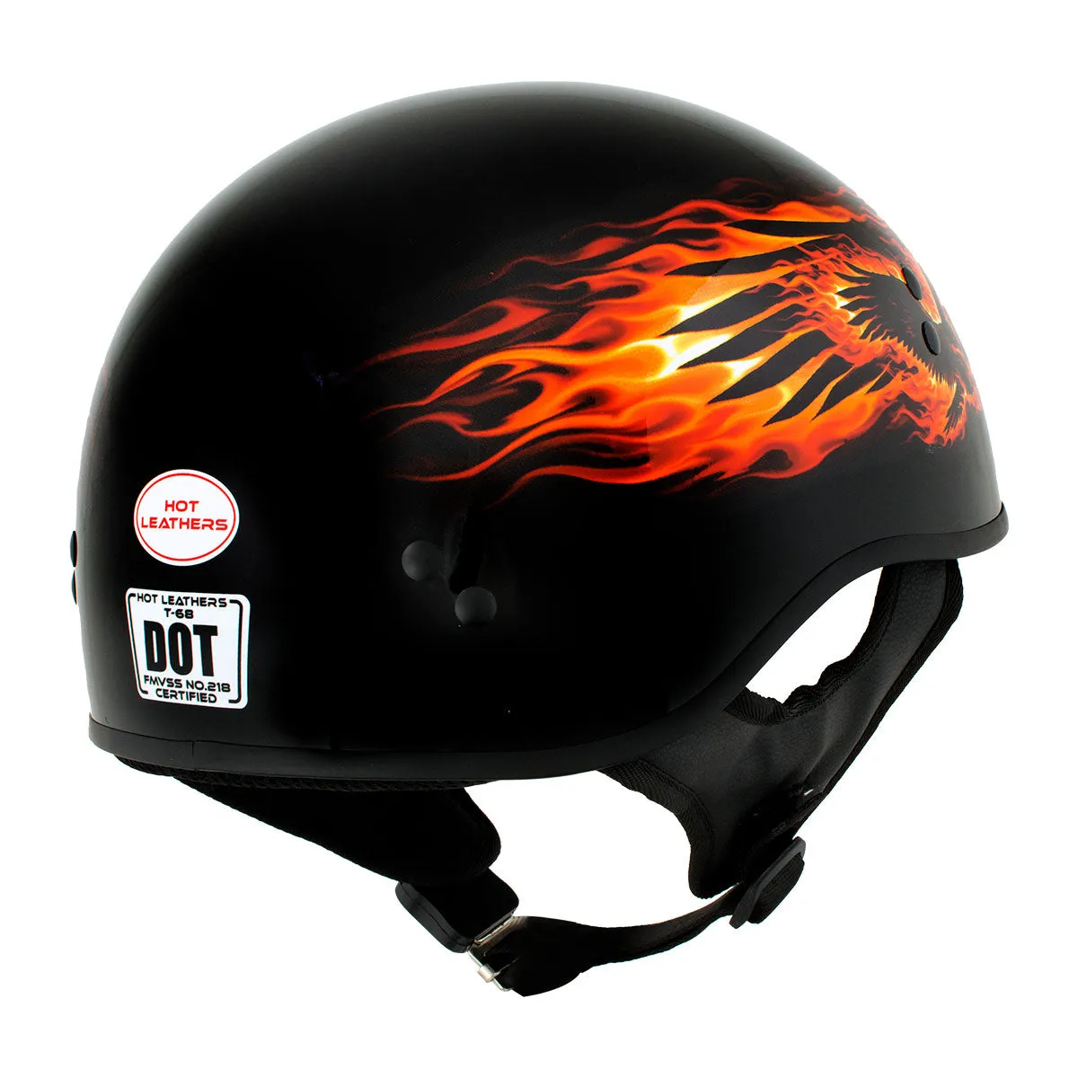 Hot Leathers HLD1006 'Black Out Eagle' Motorcycle DOT Approved Skull Cap Half Half Helmet for Men and Women Biker