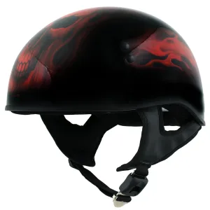 Hot Leathers HLD1018 Black 'Red Flame Skull' Motorcycle DOT Approved