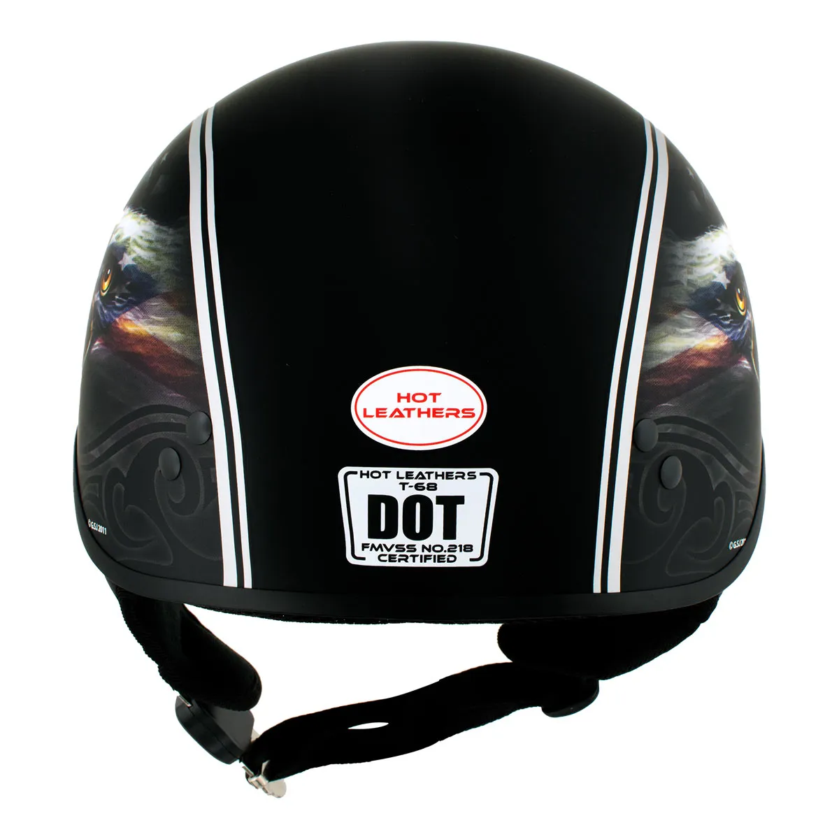 Hot Leathers HLD1023 'V-Twin Eagle' Flat Black Motorcycle DOT Skull