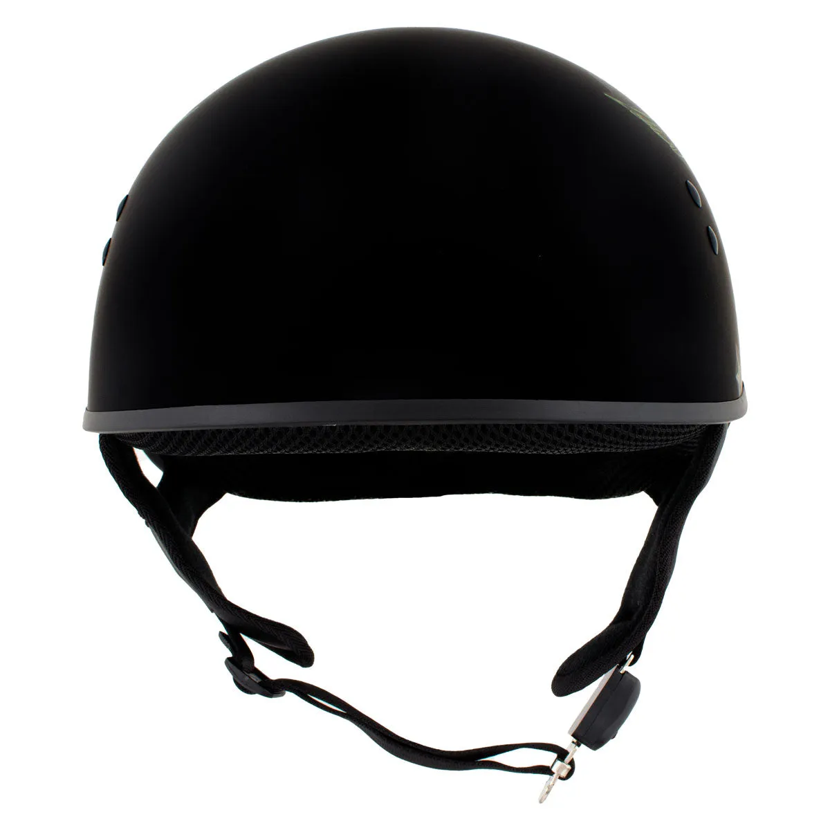 Hot Leathers HLD1025 'Vet Biker Warrior' Flat Black Motorcycle DOT Skull Cap Helmet