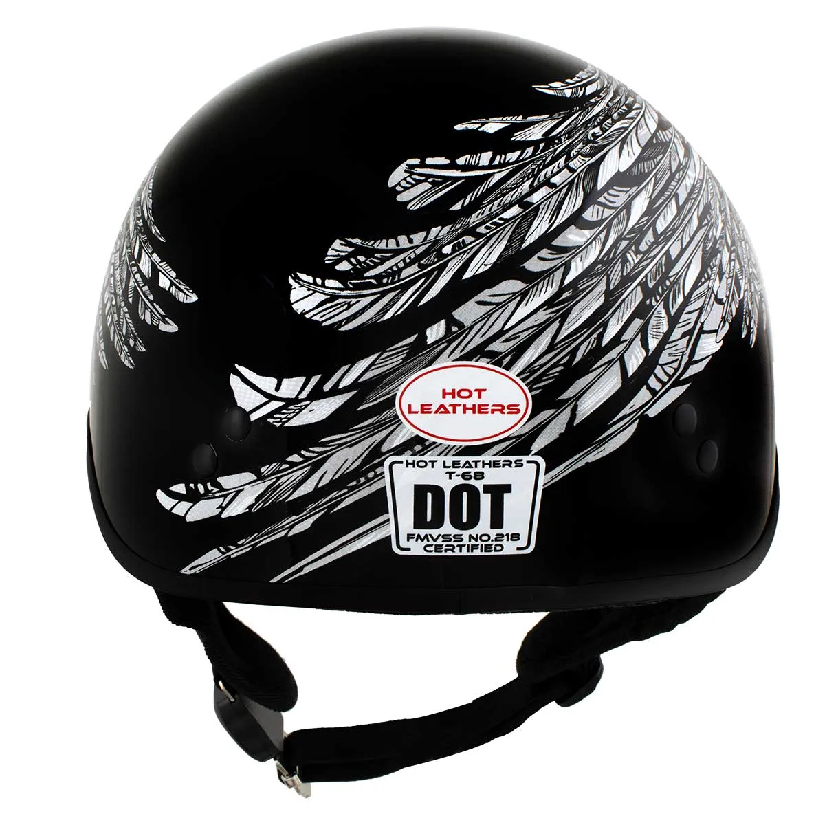 Hot Leathers HLD1032 Black 'Indian Skull' Motorcycle DOT Approved Skull Cap Half Helmet for Men and Women Biker