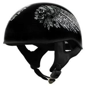 Hot Leathers HLD1032 Black 'Indian Skull' Motorcycle DOT Approved