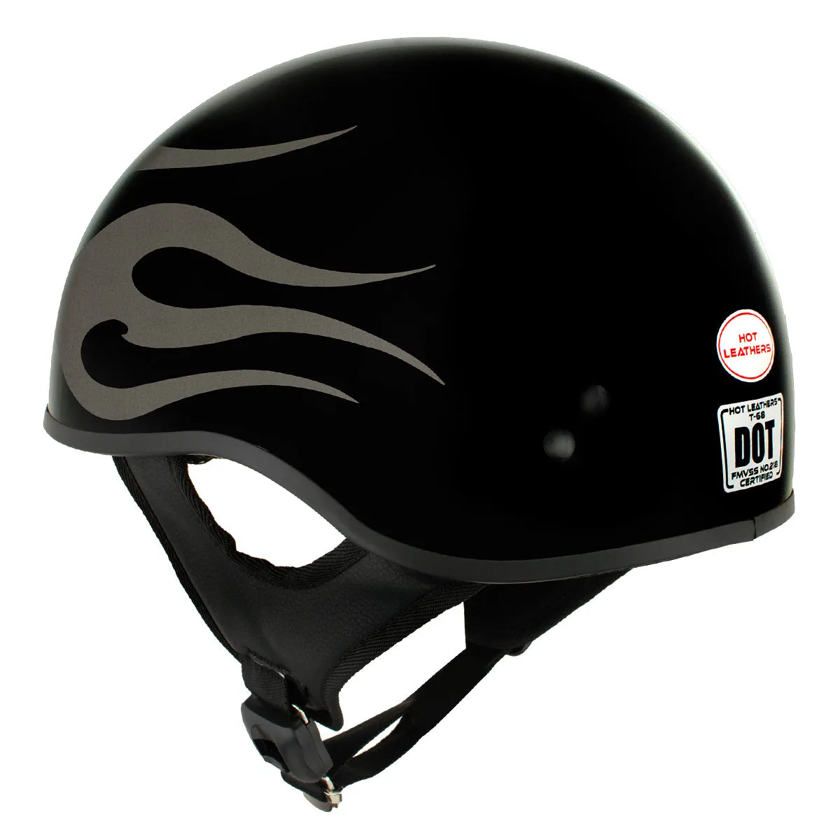 Hot Leathers HLD1036 'Flames' Gloss Black Motorcycle DOT Approved