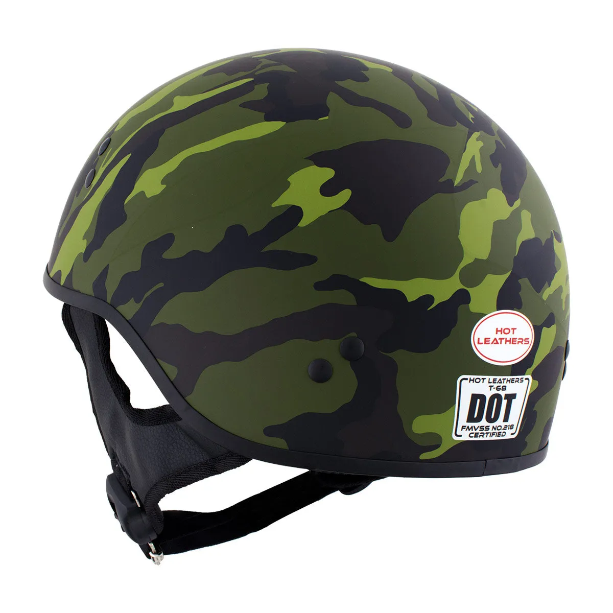 Hot Leathers HLD1049 'Camo Matte' Matte Green Motorcycle DOT Skull Cap Helmet