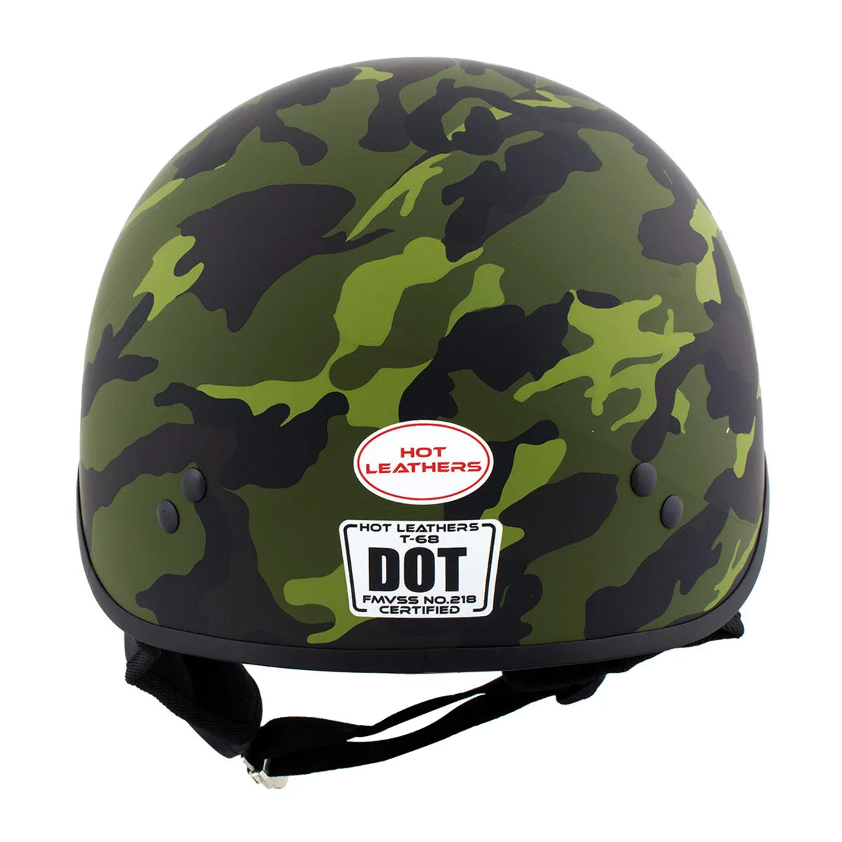 Hot Leathers HLD1049 'Camo Matte' Matte Green Motorcycle DOT Skull Cap Helmet