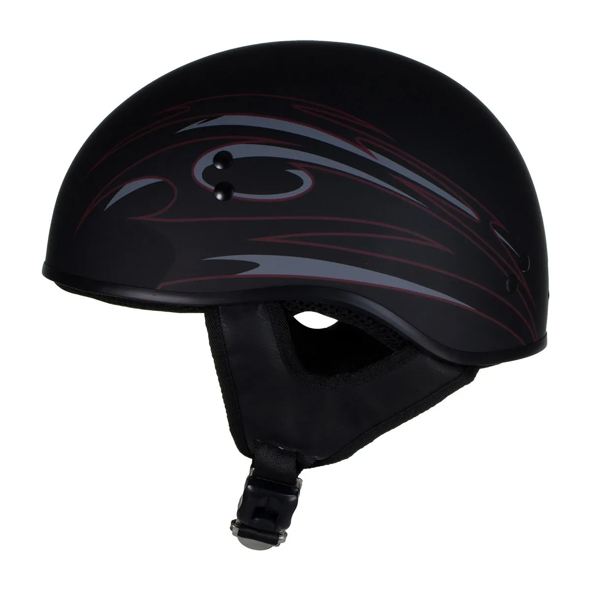 Hot Leathers T68 'Tribal Black' Advanced DOT Approved Motorcycle Skull Cap Half Helmet for Men and Women Biker