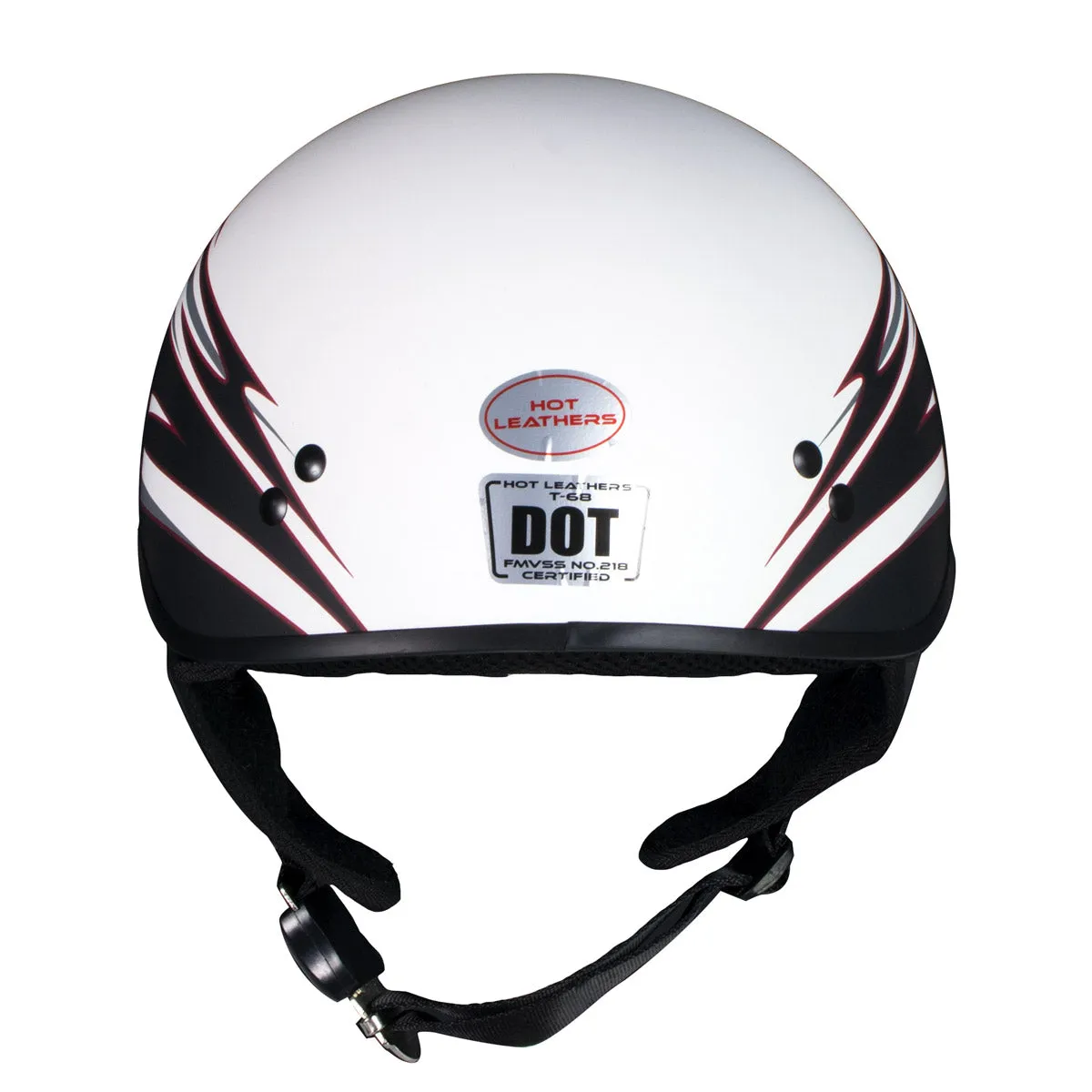 Hot Leathers T68 'Tribal White' Advanced DOT Approved Motorcycle Skull Cap Half Helmet for Men and Women Biker