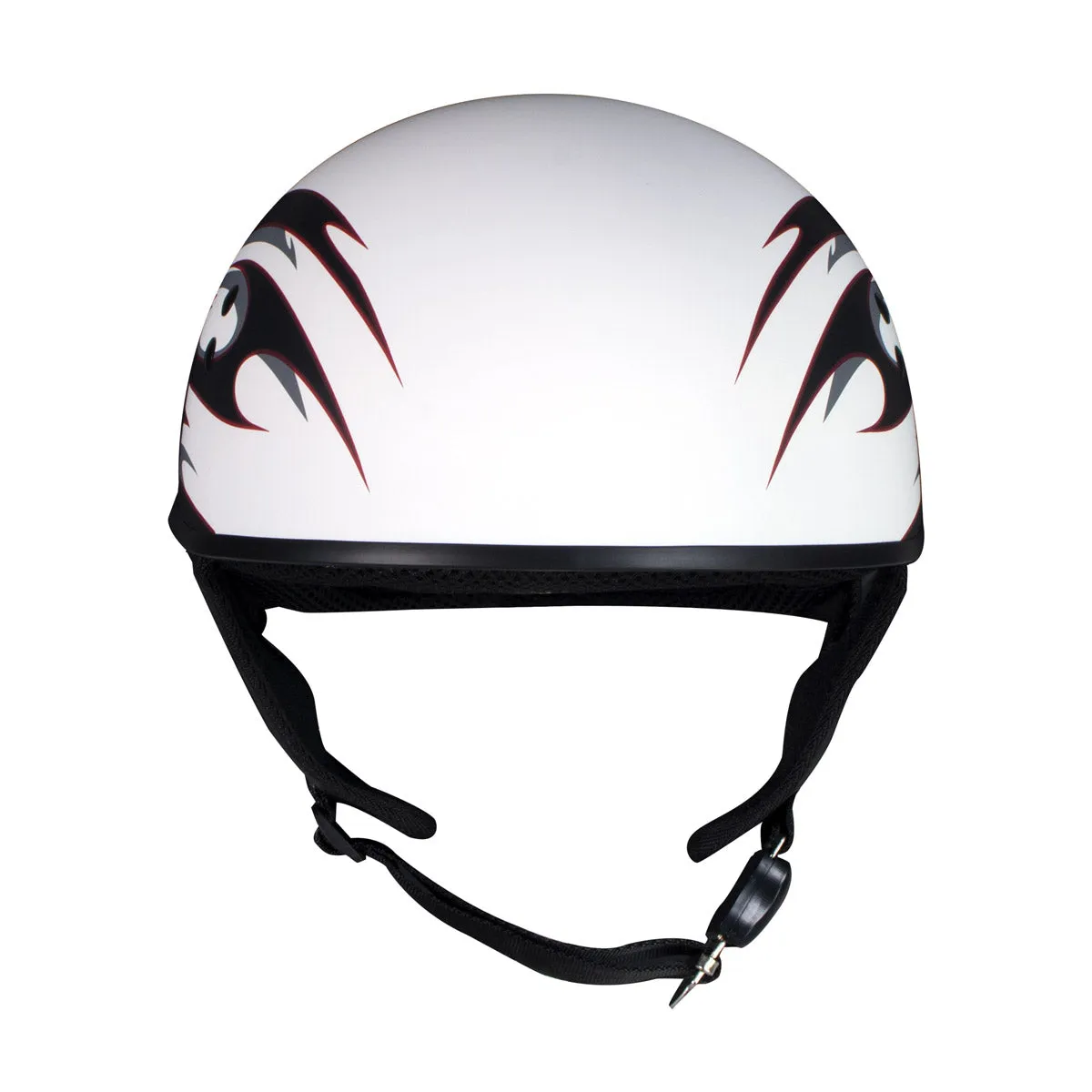 Hot Leathers T68 'Tribal White' Advanced DOT Approved Motorcycle Skull Cap Half Helmet for Men and Women Biker