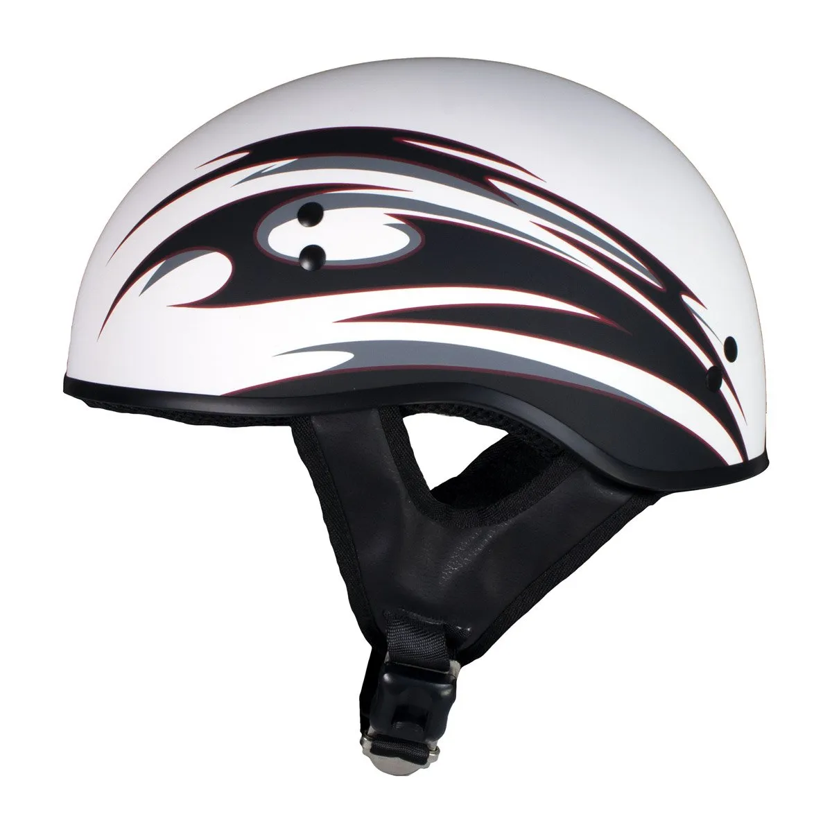 Hot Leathers T68 'Tribal White' Advanced DOT Motorcycle Skull Cap Helmet