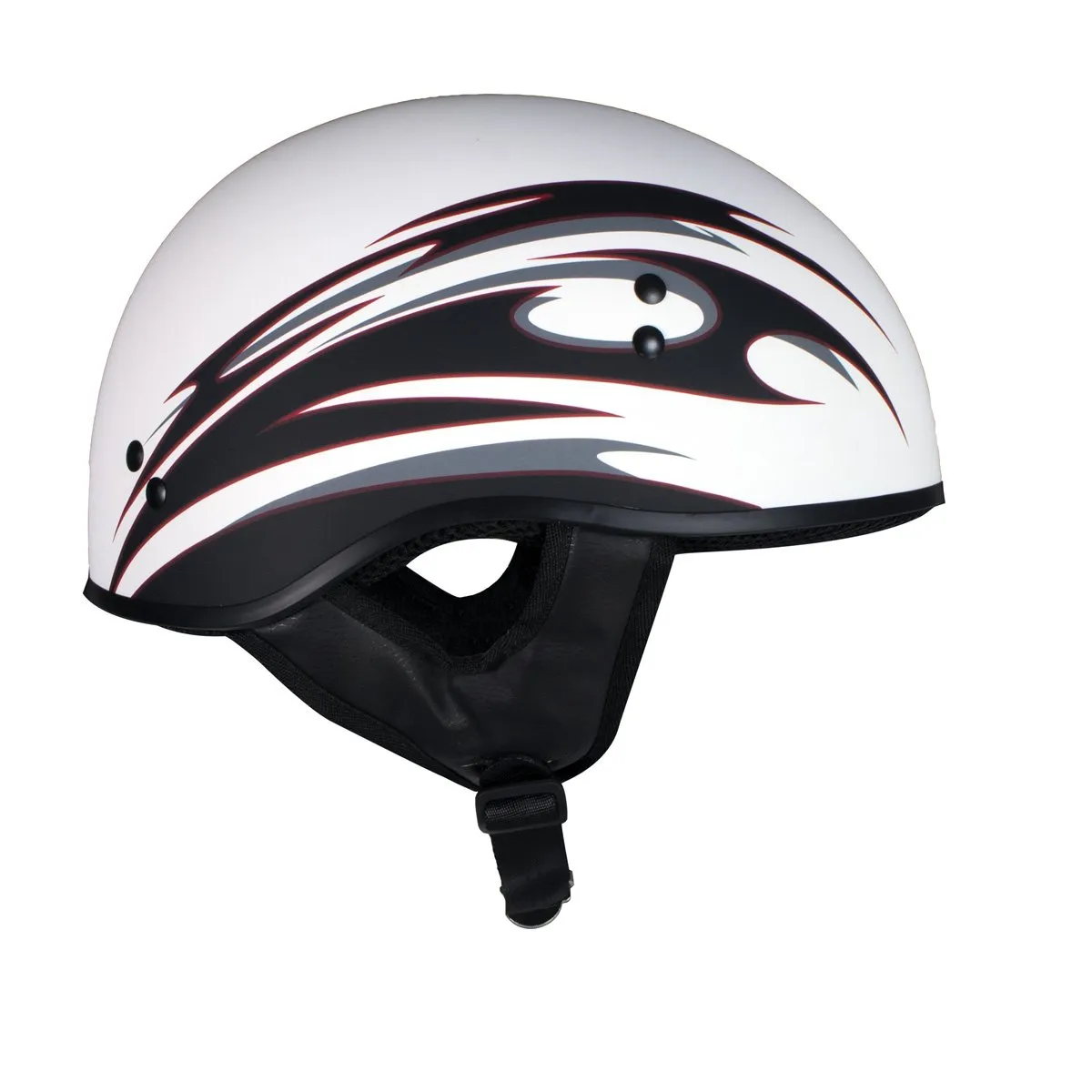 Hot Leathers T68 'Tribal White' Advanced DOT Motorcycle Skull Cap Helmet