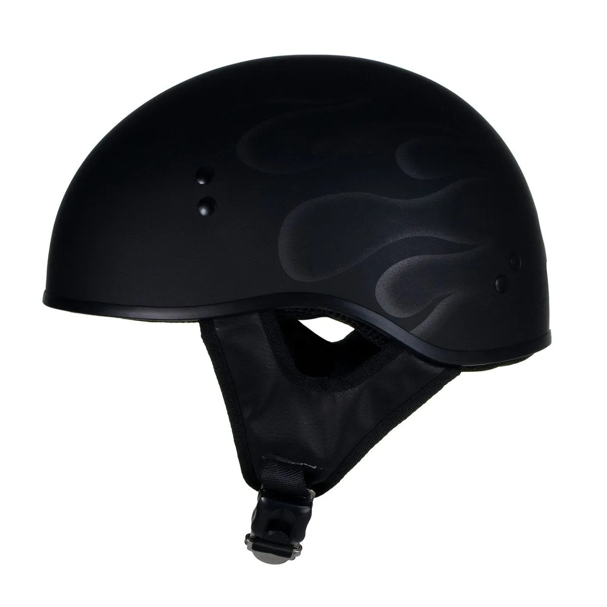 Hot Leathers T68 'Type-1' Flat Black Motorcycle DOT Skull Cap Helmet