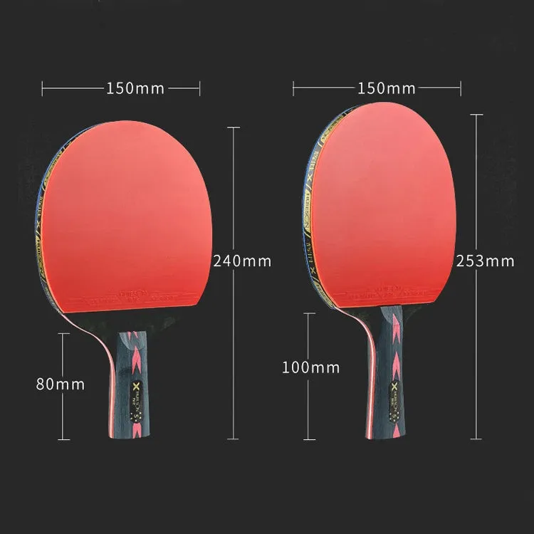 HUIESON HS-CPPX5 Five Stars Carbon Fiber Double-sided Reverse Adhesive Table Tennis Training Racket Set, Specification: Hand-shake Grip Racket