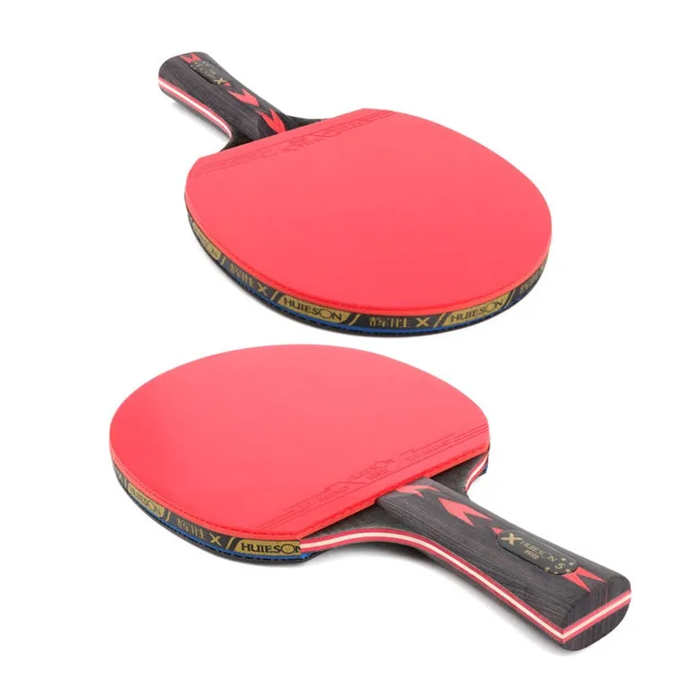 HUIESON HS-CPPX5 Five Stars Carbon Fiber Double-sided Reverse Adhesive Table Tennis Training Racket Set, Specification: Hand-shake Grip Racket