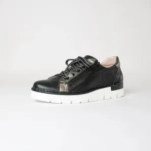 Js-2001 Black/Bronze  Leather Sneakers