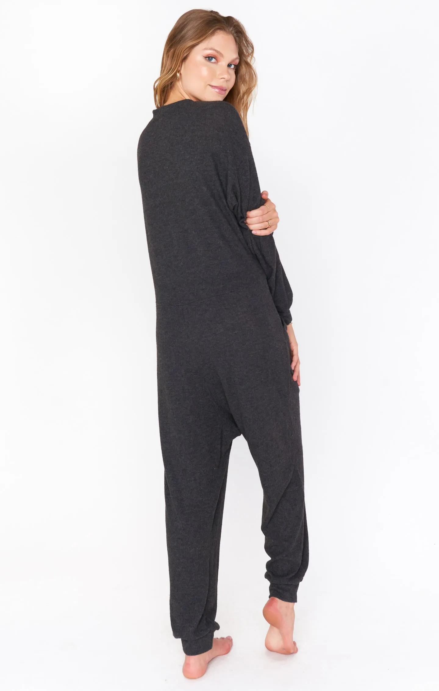 Jules Jumpsuit ~ Charcoal Brushed Hacci