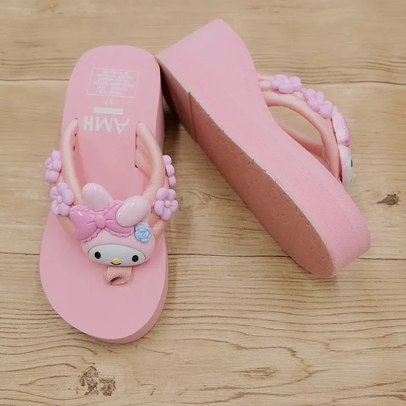 Kawaii Fashion Y2K Aesthetic My Melody Platform Sandals Slides