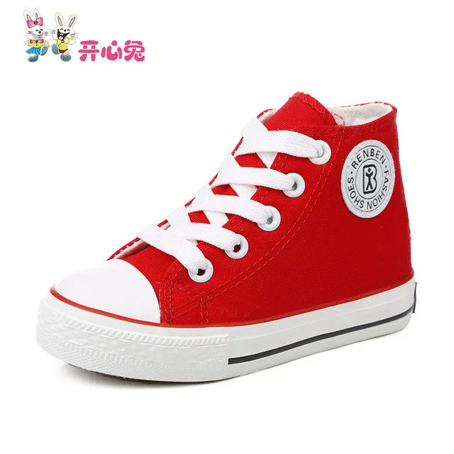 Kids shoes for girl children canvas shoes boys sneakers 2017 Spring autumn girls shoes White High Solid fashion Children shoes