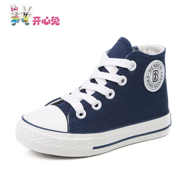 Kids shoes for girl children canvas shoes boys sneakers 2017 Spring autumn girls shoes White High Solid fashion Children shoes