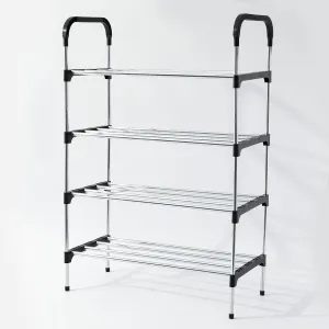 Kuber Industries (Pack 4) 5 Layer Shoe Rack | Footwear Holder | Shoe Storage Organizer Cabinet | Multi-Layer Adjustable shoe rack stand | Easy Assembly Sturdy Shoe Tower | Black & Silver