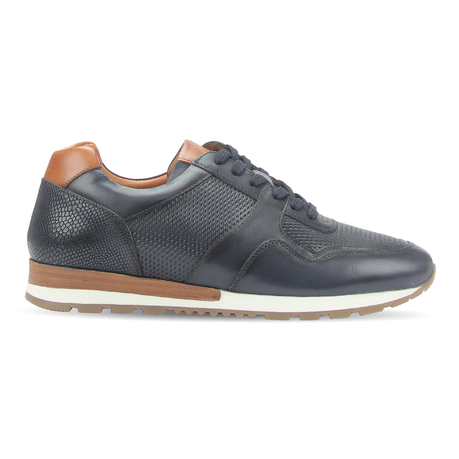 Leather textured lace-up shoes for men