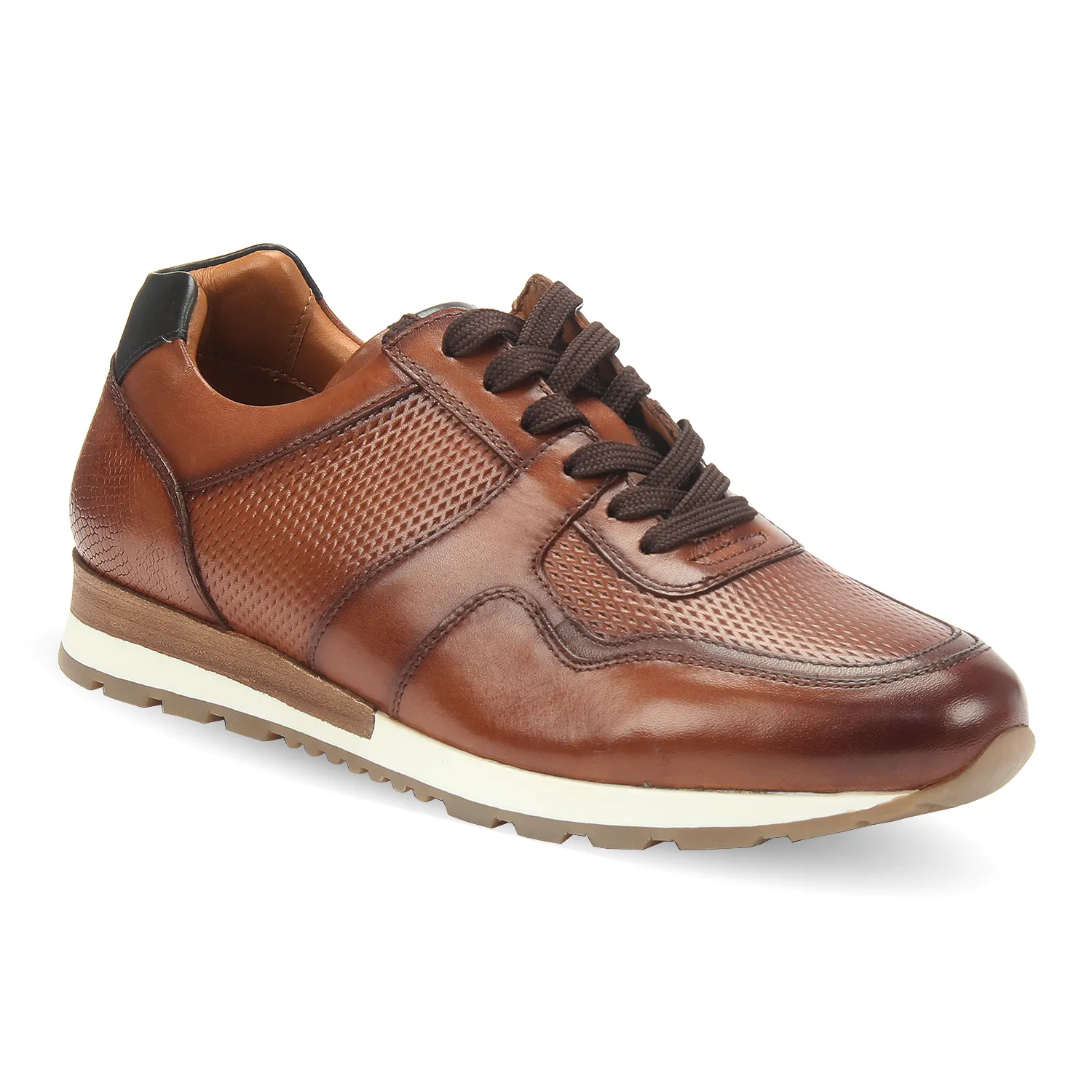 Leather textured lace-up shoes for men