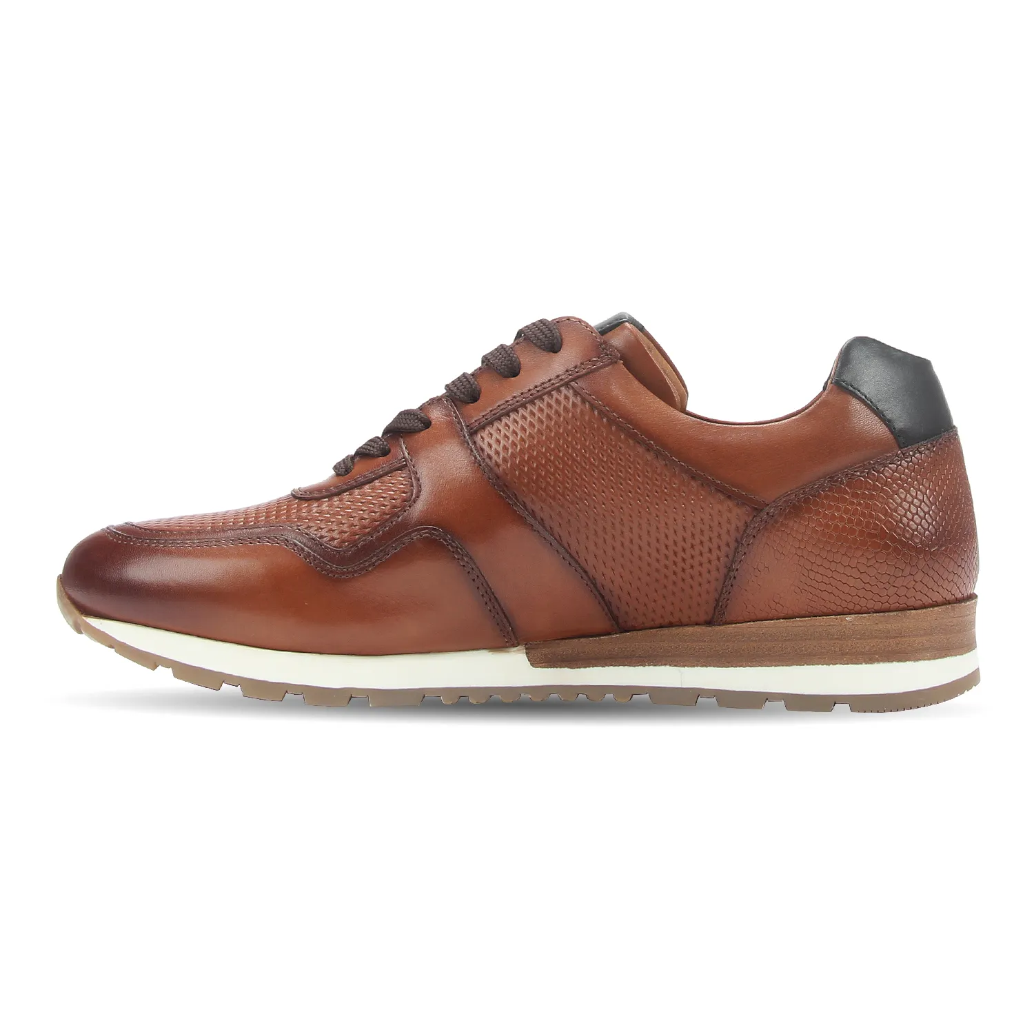 Leather textured lace-up shoes for men