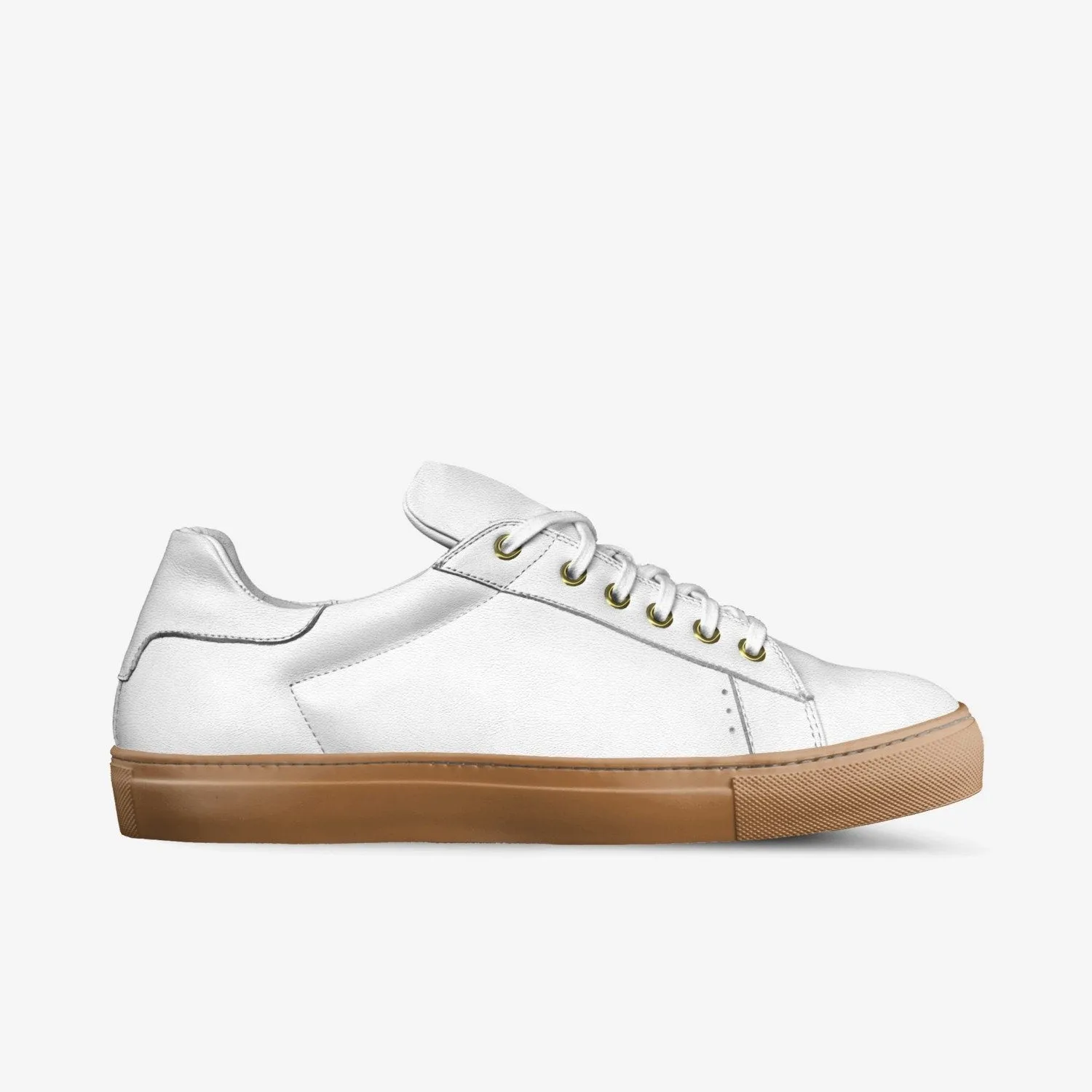 LORENZO LEATHER/GUM SOLE SNEAKERS IN MILK WHITE